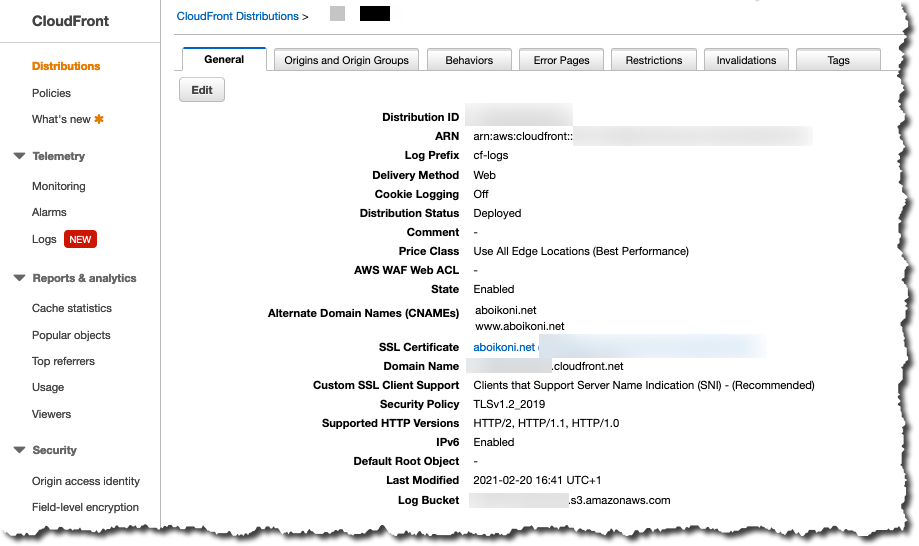 CloudFront blog distribution