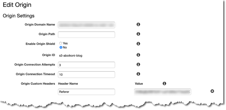 CloudFront blog distribution origin configuration