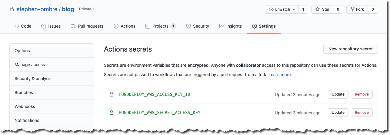 GitHub secrets